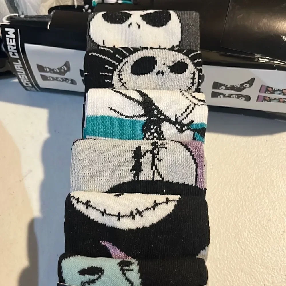 Nightmare Before Christmas 6 Pair Casual Crew Socks Shoe Size 8-12 New